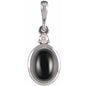 14K White 12x10 mm Natural Black Onyx & .03 CT Natural Diamond Cabochon Pendant Ethereal Legacy Boutiques