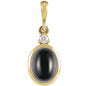 14K Yellow 5x3 mm Natural Black Onyx & .02 CT Natural Diamond Cabochon Pendant Ethereal Legacy Boutiques