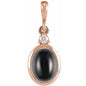 14K Rose 10x8 mm Natural Black Onyx & .03 CT Natural Diamond Cabochon Pendant Ethereal Legacy Boutiques