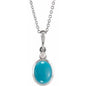 Sterling Silver 9x7 mm Natural Turquoise & .03 CT Natural Diamond 16-18" Necklace Ethereal Legacy Boutiques
