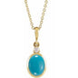 14K Yellow 12x10 mm Natural Turquoise & .03 CT Natural Diamond 16-18" Necklace Ethereal Legacy Boutiques