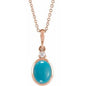 14K Rose 5x3 mm Natural Turquoise & .03 CT Natural Diamond 16-18" Necklace Ethereal Legacy Boutiques