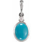Platinum 10x8 mm Natural Turquoise & .03 CT Natural Diamond Cabochon Pendant Ethereal Legacy Boutiques