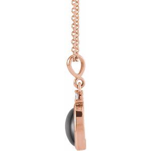 14K Rose 8x6 mm Natural Black Onyx & .03 CT Natural Diamond 16-18" Necklace Ethereal Legacy Boutiques