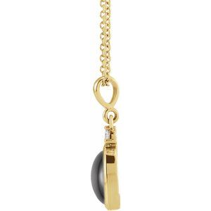 14K Yellow 8x6 mm Natural Black Onyx & .03 CT Natural Diamond 16-18" Necklace Ethereal Legacy Boutiques