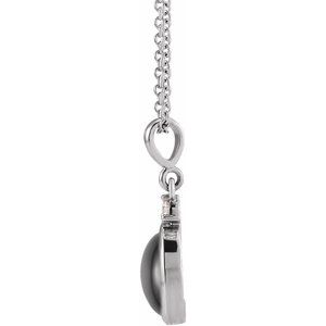 14K White 5x3 mm Natural Black Onyx & .03 CT Natural Diamond 16-18" Necklace Ethereal Legacy Boutiques