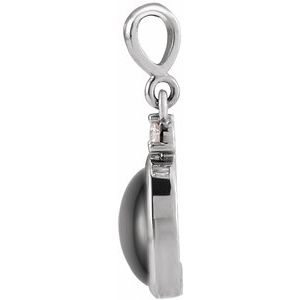 Sterling Silver 5x3 mm Natural Black Onyx & .02 CT Natural Diamond Cabochon Pendant Ethereal Legacy Boutiques