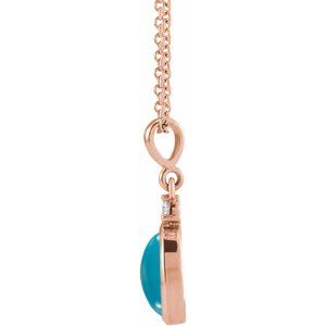14K Rose 5x3 mm Natural Turquoise & .03 CT Natural Diamond 16-18" Necklace Ethereal Legacy Boutiques