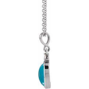 Sterling Silver 12x10 mm Natural Turquoise & .03 CT Natural Diamond 16-18" Necklace Ethereal Legacy Boutiques
