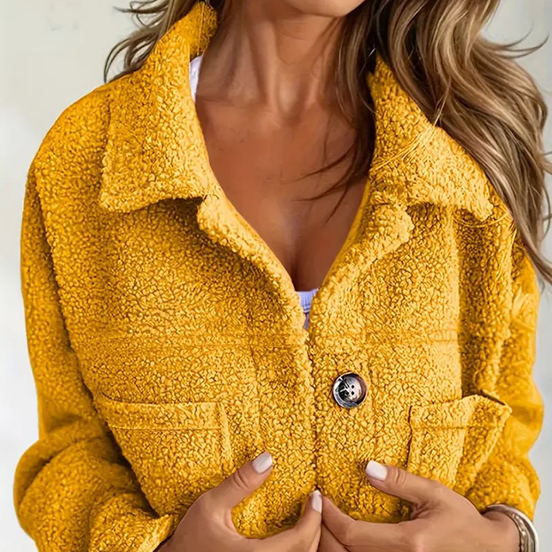 Plus Size Women’s Solid Color Sherpa Jacket FitiqueFit
