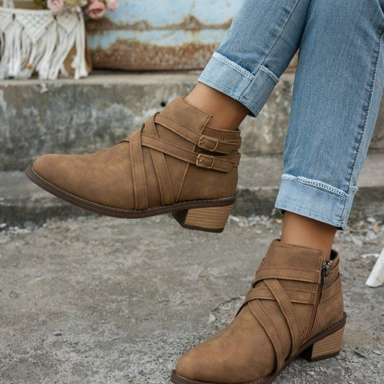 Women’s Retro High-Heel Ankle Boots – Chic Suede Single Boots FitiqueFit