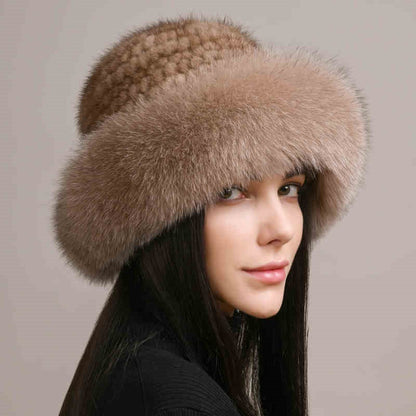 Women’s Mink Hair Winter Hat – Braided Fur Warm Elegant Beanie FitiqueFit