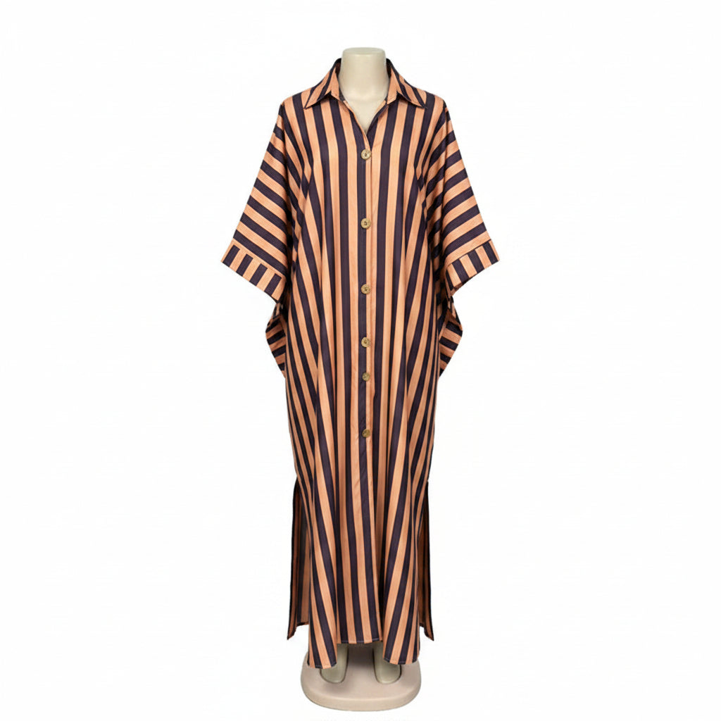 African-Inspired Striped Loose Long Dress | One Size 5 Colors FitiqueFit