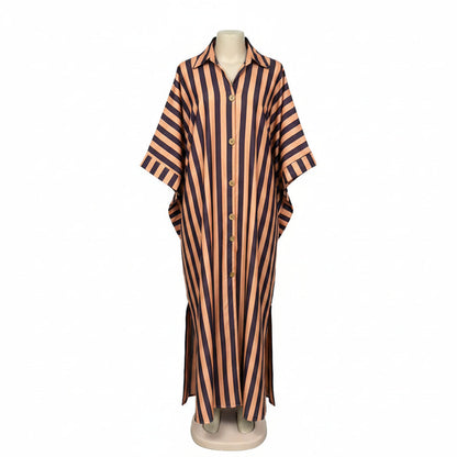 African-Inspired Striped Loose Long Dress | One Size 5 Colors FitiqueFit