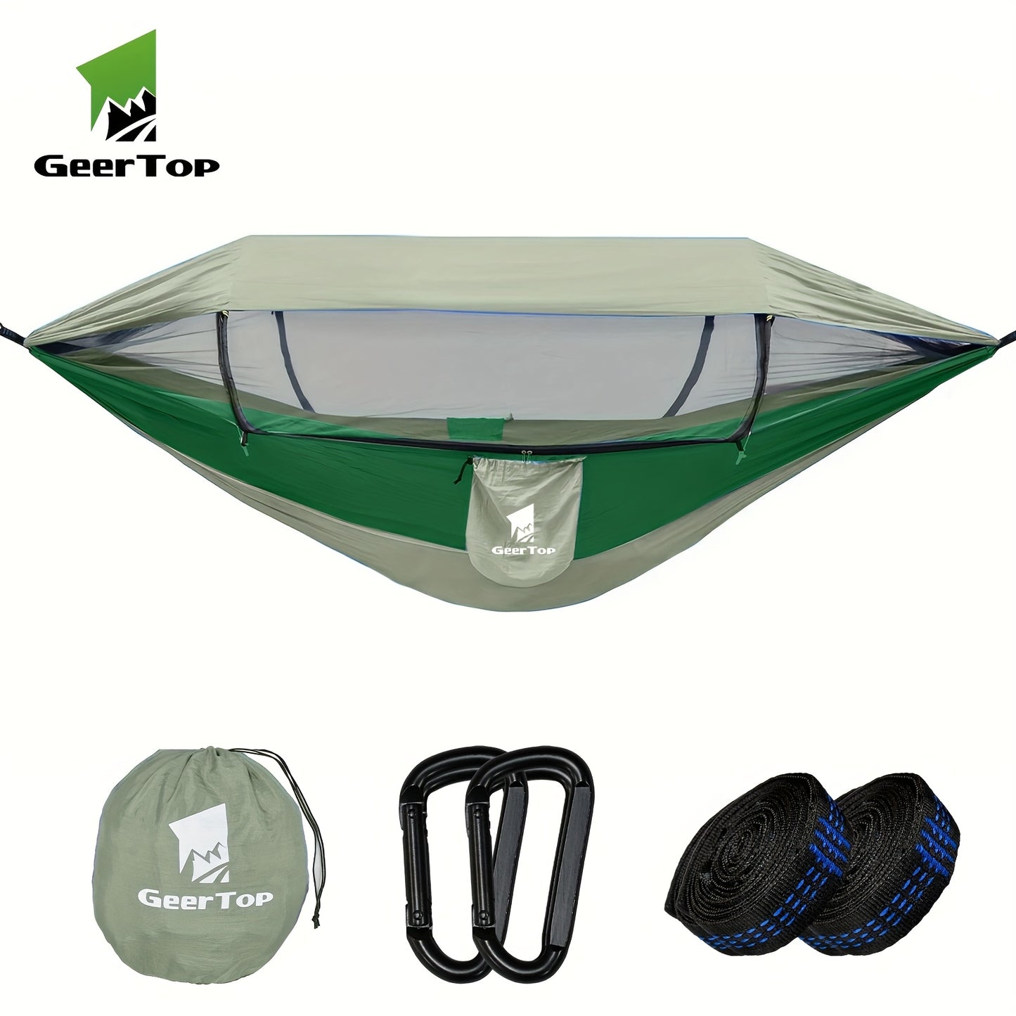 [3-in-1 Hammock] GEERTOP 3-in-1 Outdoor Hammock | Double Sleep Rest Camping Hammock with Mosquito Net Sun Shelter for Backpacking Travel Garden Park NovaCart