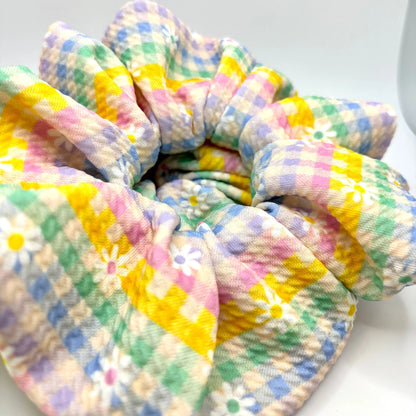 Pastel Gingham Flowers Spring Bullet Scrunchie Enchanted Scrunch