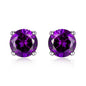 925 Sterling Silver 6mm Round-Cut Amethyst Stud Earrings