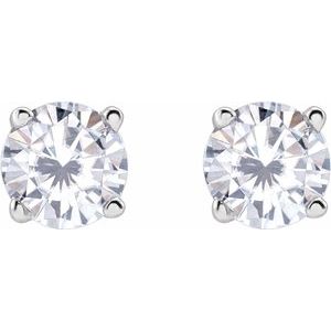 Sterling Silver 4 mm Imitation White Cubic Zirconia Earrings Ethereal Legacy Boutiques