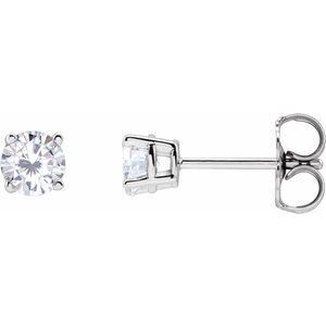 Sterling Silver 4 mm Imitation White Cubic Zirconia Earrings Ethereal Legacy Boutiques