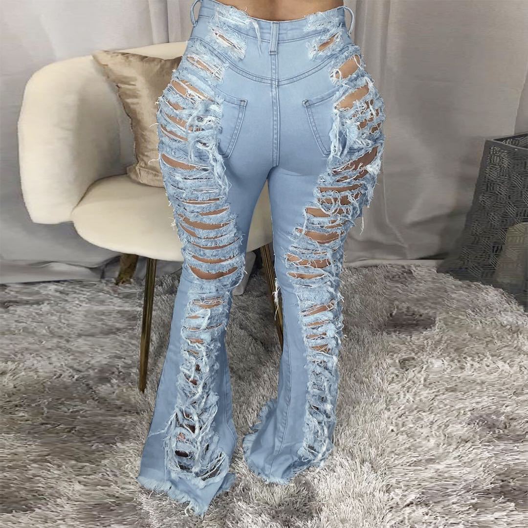Fashion Trendy Unique Jeans Stretch Plus Size Bell-bottom Pants See size chart under “more details” The Fashion Celestial