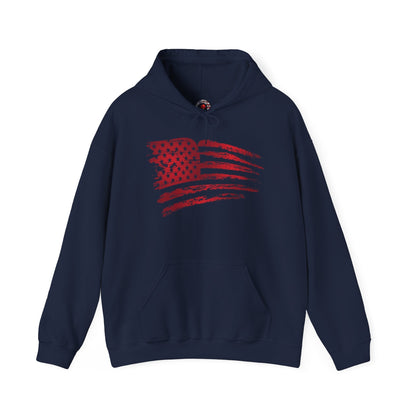 Red American Flag Hooded Sweatshirt The Devil's Pickle