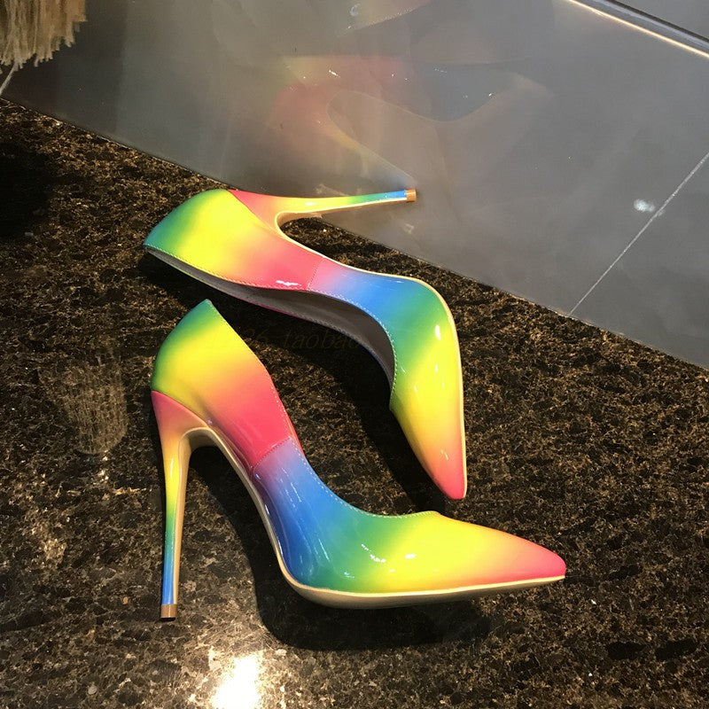 Rainbow super high heels See size chart under “more details” The Fashion Celestial
