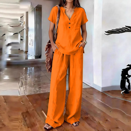 Women’s Casual Solid Color Two Piece Set FitiqueFit