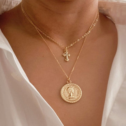 Cross And Coin Layered Necklace Shop Style & More | Fresh Looks, Everyday Deals & Free Shipping