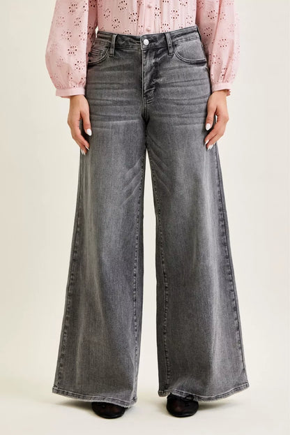 Judy Blue Mid Rise Palazzo Split Back Yoke New Era Fashion LLc