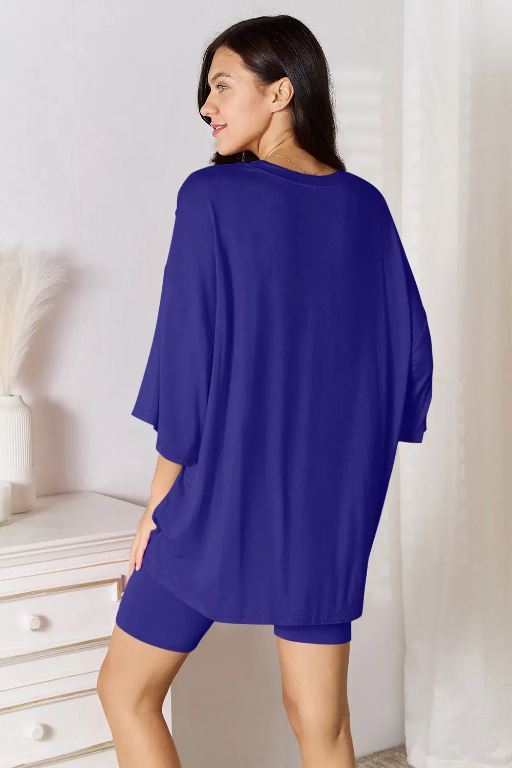 Basic Bae Full Size Soft Rayon Three-Quarter Sleeve Top and Shorts Set New Era Fashion LLc