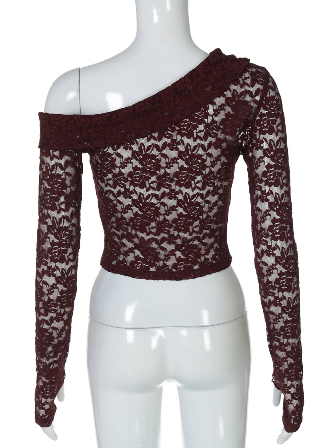 Lace One-Shoulder Long Sleeve Top New Era Fashion LLc