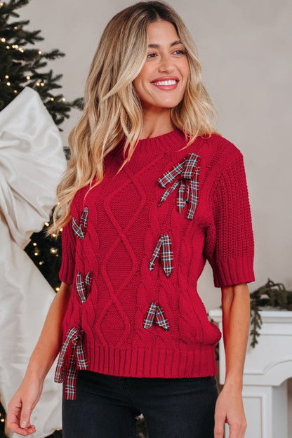 Christmas Plaid Lace-Up Puff Sleeve Sweater Shop Style & More | Fresh Looks, Everyday Deals & Free Shipping