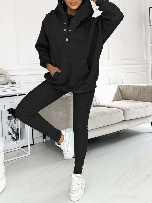 Casual Hooded Sweater Thickened Thread Fitted Vest Pants Three-piece Set See size chart under “more details” The Fashion Celestial