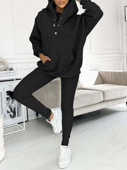 Casual Hooded Sweater Thickened Thread Fitted Vest Pants Three-piece Set See size chart under “more details” The Fashion Celestial
