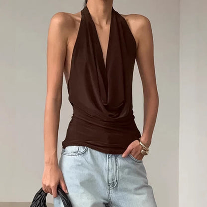 Designer Knitted Backless Boat-Neck Top Women’s Clothing FitiqueFit