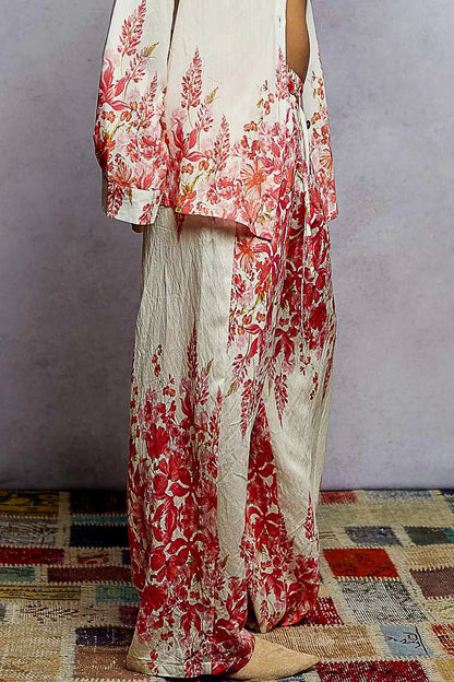 POL Floral Printed Woven Wide Leg Drawstring Pants West2East Surf