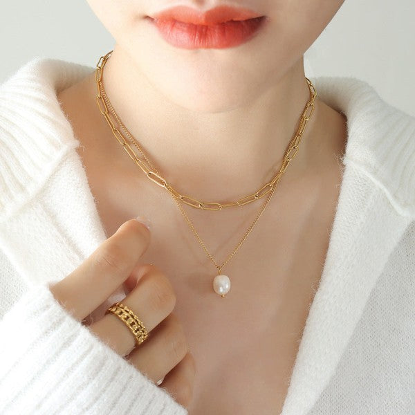 18K Gold Plated Elegance Pearl Link Necklace Shop Style & More | Fresh Looks, Everyday Deals & Free Shipping