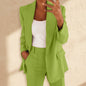 Lapel Button-Down Blazer & Straight-Leg Trousers Suit FitiqueFit