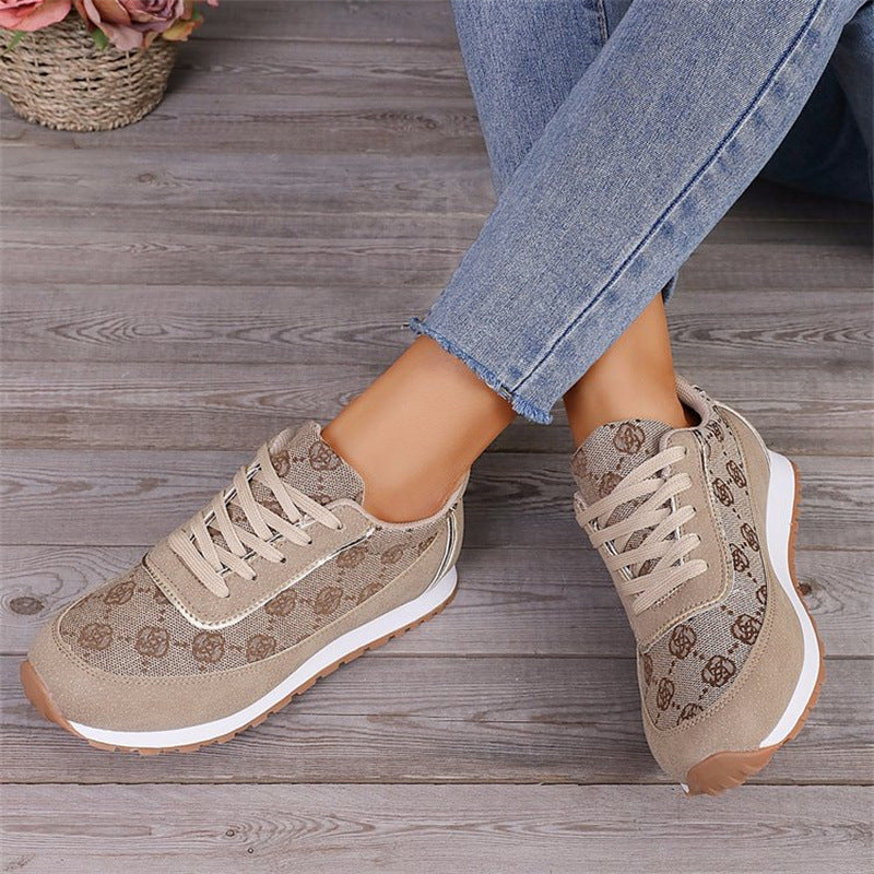 Floral Print Lace-Up Sneakers – Comfortable Canvas Shoes FitiqueFit
