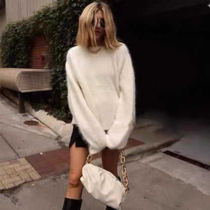 Loose Round Neck Pullover Sweater Fashion Long Sleeve Long Top For Women Clothing Grayceful LLC