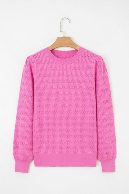 Solid Knit Ribbed Cuff Crewneck Sweater Shop Style & More | Fresh Looks, Everyday Deals & Free Shipping