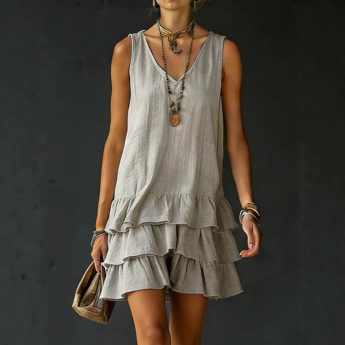 V-Neck Sleeveless Midi Dress – 5 Colors, S–2XL FitiqueFit