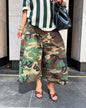 Women's Wide-Leg Cargo-Style Pants with Zipper & Button Detail FitiqueFit