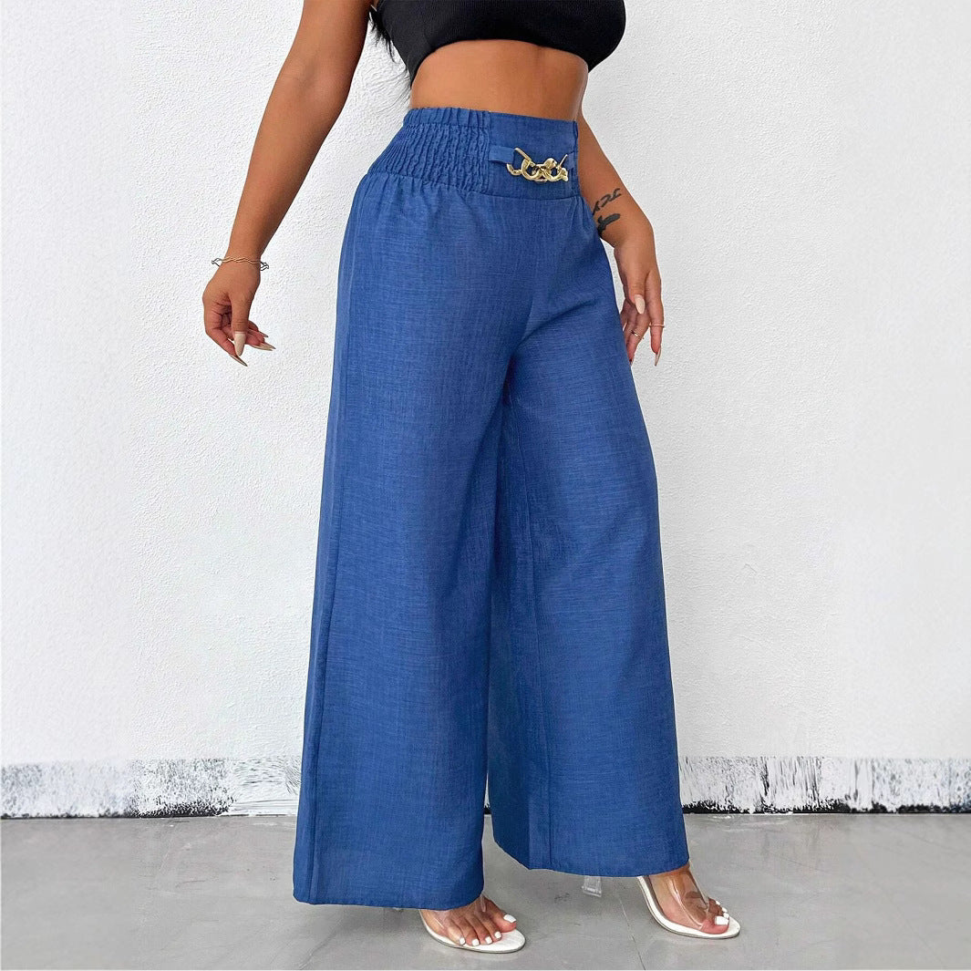 Women's High-Waist Drapey Wide-Leg Pants | Elastic Drawstring 5 Colors FitiqueFit