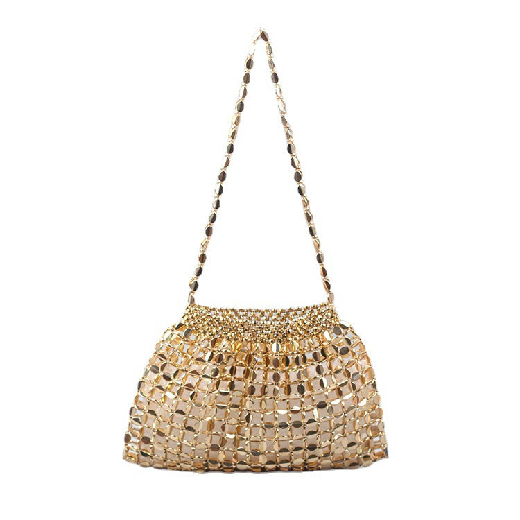 Handmade Flat Beads Woven Large Dumpling Fashion Trendy One-shoulder Handbag See size chart under “more details” The Fashion Celestial