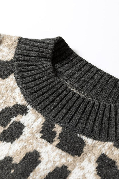 Leopard Contrast Trim Drop Shoulder Sweater Shop Style & More | Fresh Looks, Everyday Deals & Free Shipping