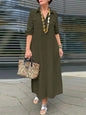 Elegant Solid Color Long Sleeve Button Lapel Dress Grayceful LLC