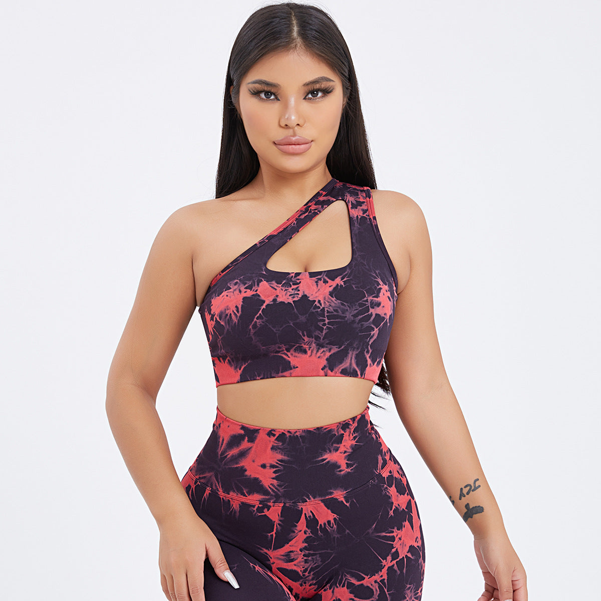 Seamless One-Shoulder Bra & Scrunch Leggings Set - High Waisted Yoga Pants FitiqueFit