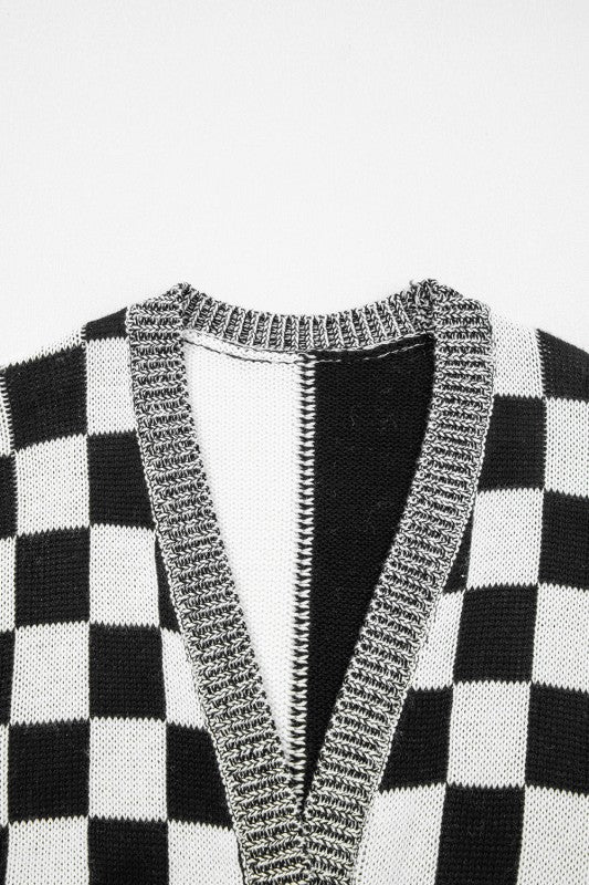 Checker Open Front Drop Shoulder Cardigan Shop Style & More | Fresh Looks, Everyday Deals & Free Shipping