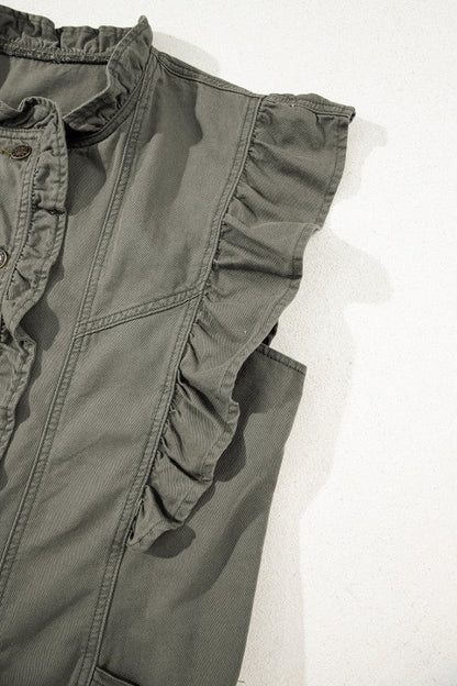 Denim Patchwork Ruffle Sleeve Jacket Vest See size chart under “more details” The Fashion Celestial